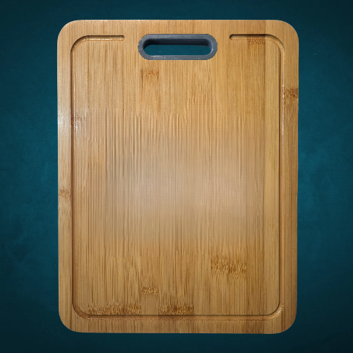 Market Finds Bamboo Cutting Board With Handle Large  15.5" x 12" x .5"     Care instructions:  Hand Wash thoroughly before and after use.  Avoid abrasive cleaners.  Do not use over open flame.  Avoid cross-contamination of all food prep equipment.  Do not soak in water or exposed to heat or sunlight.  Wash with running water and dry after use.  Not for use in a microwave or dishwasher. 