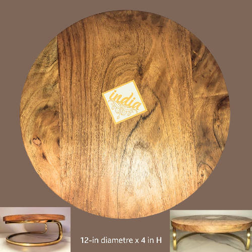 Round Appetizer Board Gold Tone Metal Legs 12" Diameter x 4"