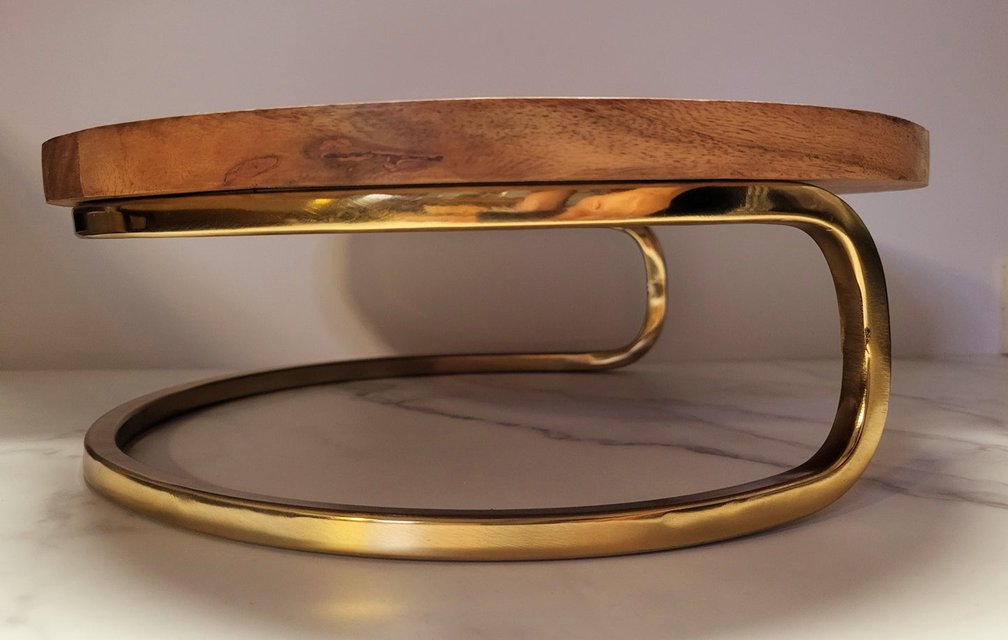 Round Appetizer Board Gold Tone Metal Legs 12" Diameter x 4"